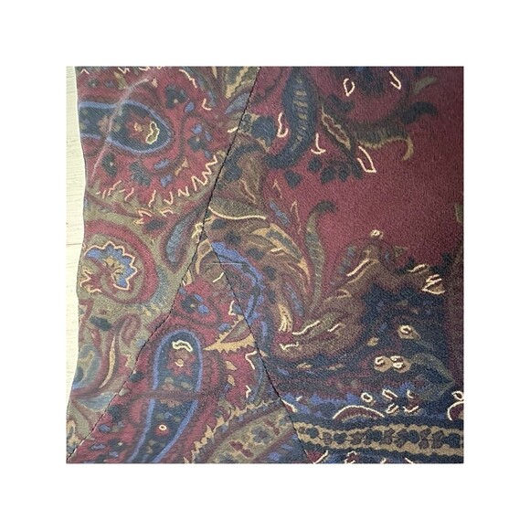 RL Silk Skirt Burgundy Brown Paisley Classic Boho Chic Rich Aunt Knee/Midi XL - Picture 5 of 6